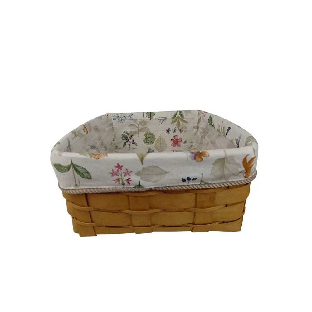 Longaberger 2007 Angled Basket w/protector & Botanical Fields Liner